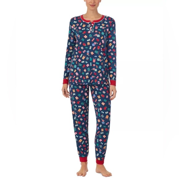 CUDDL DUDS Women's 2-Pc. Brushed Sweater Knit Printed Jogger Pajamas Set - Picture 1 of 9